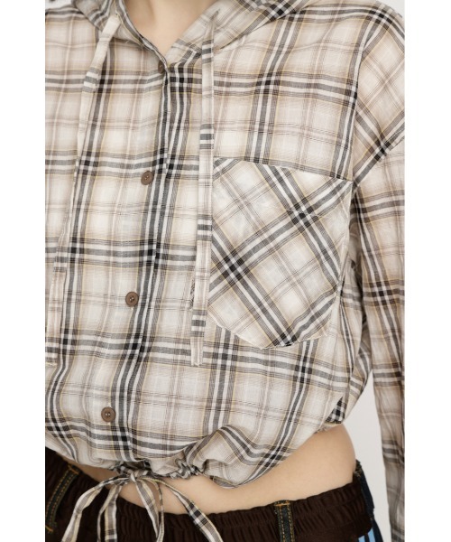 SLY（スライ）の「【2026SS新作】CHECK HOODIE SH チェックフーディーシャツ 冬服 春服（シャツ/ブラウス・レディース・ブラック系その他2/ベージュ系その他・FREE）」の13枚目の写真