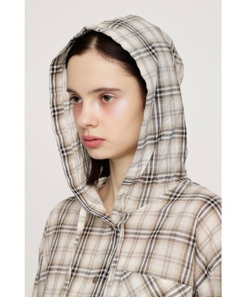 SLY（スライ）の「【2026SS新作】CHECK HOODIE SH チェックフーディーシャツ 冬服 春服（シャツ/ブラウス・レディース・ブラック系その他2/ベージュ系その他・FREE）」の15枚目の写真
