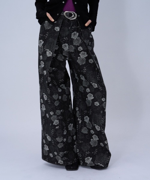 HARE（ハレ）の「フラワーガラデニムパンツ(HARE)（デニムパンツ・レディース・ブラック/ブルー・FREE）」の9枚目の写真