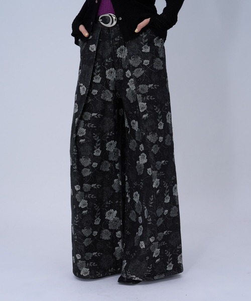 HARE（ハレ）の「フラワーガラデニムパンツ(HARE)（デニムパンツ・レディース・ブラック/ブルー・FREE）」の10枚目の写真