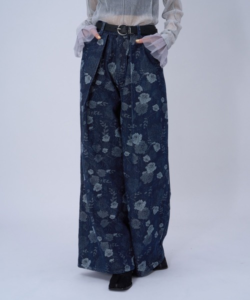 HARE（ハレ）の「フラワーガラデニムパンツ(HARE)（デニムパンツ・レディース・ブラック/ブルー・FREE）」の13枚目の写真