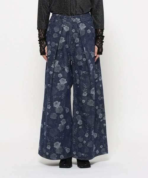 HARE（ハレ）の「フラワーガラデニムパンツ(HARE)（デニムパンツ・レディース・ブラック/ブルー・FREE）」の15枚目の写真