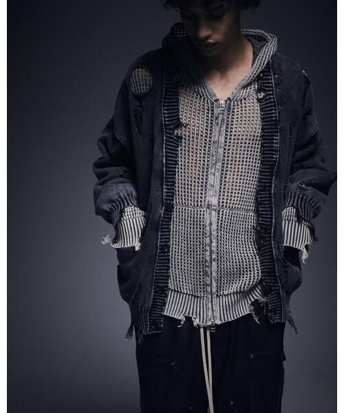 DANKE SCHON(ダンケシェーン)の「DankeSchon/ダンケシェーン/ACID WASH MESH HOODIE(パーカー・メンズ・ベージュ/ブラック・L/M)」の13枚目の写真