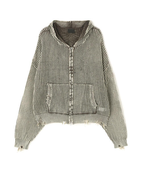 DANKE SCHON(ダンケシェーン)の「DankeSchon/ダンケシェーン/ACID WASH MESH HOODIE(パーカー・メンズ・ベージュ/ブラック・L/M)」の2枚目の写真