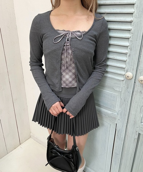 PHILLY（フィリー）の「《2点セット》チェックキャミセットカーディガン（カーディガン/ボレロ・レディース・グレー/ブラウン・FREE）」の5枚目の写真