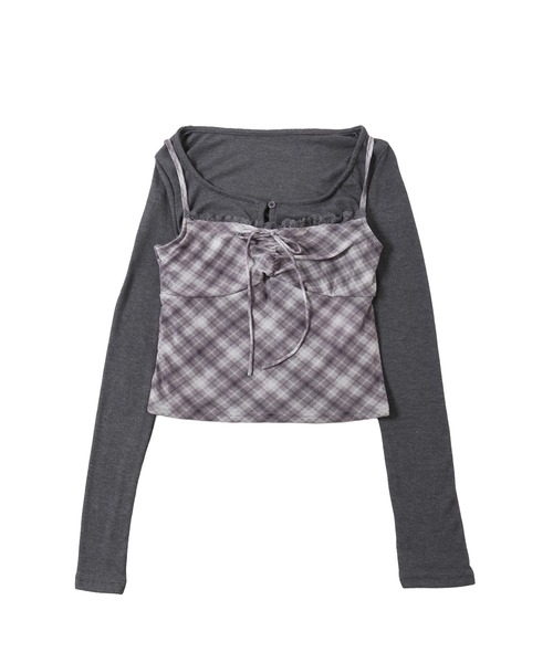 PHILLY（フィリー）の「《2点セット》チェックキャミセットカーディガン（カーディガン/ボレロ・レディース・グレー/ブラウン・FREE）」の11枚目の写真