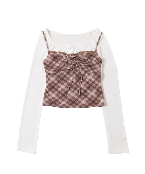 PHILLY（フィリー）の「《2点セット》チェックキャミセットカーディガン（カーディガン/ボレロ・レディース・グレー/ブラウン・FREE）」の12枚目の写真