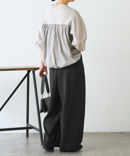 Jena espace merveilleux（ジェナ　エスパスメルヴェイユ）の「【美脚が叶うワイド】リボンタックワイドパンツ（その他パンツ・レディース・ブラック/ライトグレー/ベージュ・FREE）」の7枚目の写真