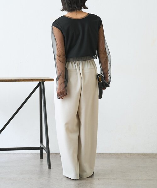 Jena espace merveilleux（ジェナ　エスパスメルヴェイユ）の「【美脚が叶うワイド】リボンタックワイドパンツ（その他パンツ・レディース・ブラック/ライトグレー/ベージュ・FREE）」の15枚目の写真