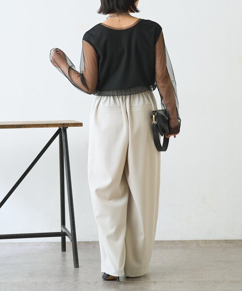 Jena espace merveilleux（ジェナ　エスパスメルヴェイユ）の「【美脚が叶うワイド】リボンタックワイドパンツ（その他パンツ・レディース・ブラック/ライトグレー/ベージュ・FREE）」の16枚目の写真