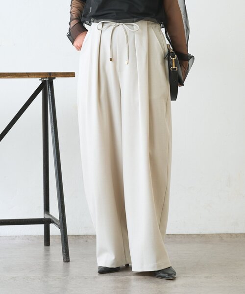 Jena espace merveilleux（ジェナ　エスパスメルヴェイユ）の「【美脚が叶うワイド】リボンタックワイドパンツ（その他パンツ・レディース・ブラック/ライトグレー/ベージュ・FREE）」の17枚目の写真
