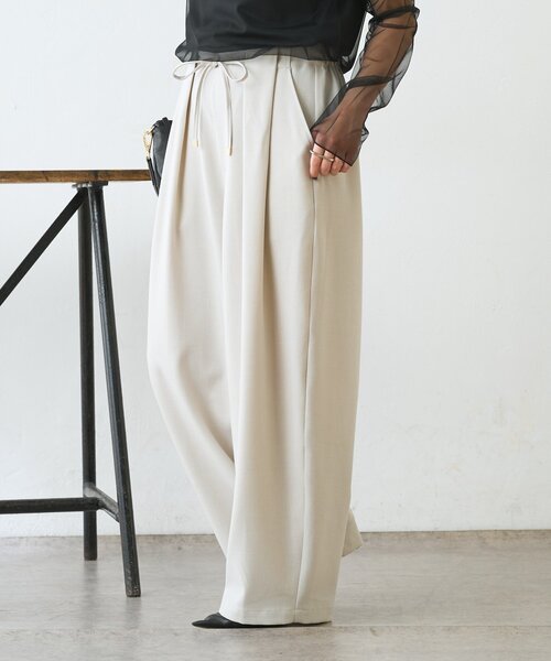 Jena espace merveilleux（ジェナ　エスパスメルヴェイユ）の「【美脚が叶うワイド】リボンタックワイドパンツ（その他パンツ・レディース・ブラック/ライトグレー/ベージュ・FREE）」の19枚目の写真