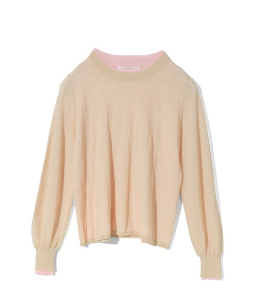 MIDIUMISOLID(ミディウミソリッド)の「MIDIUMISOLID for Ladies シアーレイヤードクルーネックプルオーバー(Tシャツ/カットソー・レディース・ブラック/ベージュ/ライトグレー・FREE)」の1枚目の写真