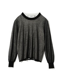 MIDIUMISOLID for Ladies シアーレイヤードクルーネックプルオーバー