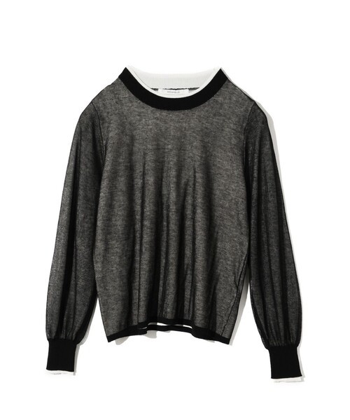 MIDIUMISOLID(ミディウミソリッド)の「MIDIUMISOLID for Ladies シアーレイヤードクルーネックプルオーバー(Tシャツ/カットソー・レディース・ブラック/ベージュ/ライトグレー・FREE)」の2枚目の写真
