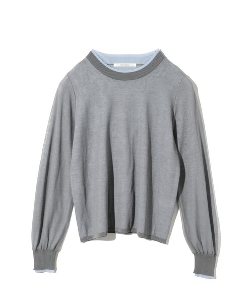 MIDIUMISOLID(ミディウミソリッド)の「MIDIUMISOLID for Ladies シアーレイヤードクルーネックプルオーバー(Tシャツ/カットソー・レディース・ブラック/ベージュ/ライトグレー・FREE)」の4枚目の写真