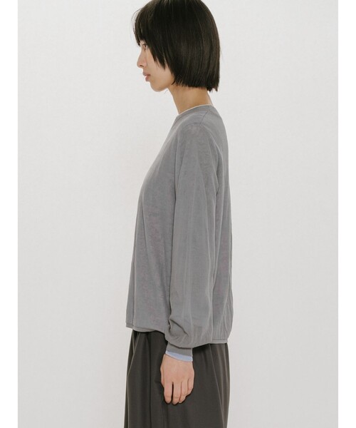 MIDIUMISOLID(ミディウミソリッド)の「MIDIUMISOLID for Ladies シアーレイヤードクルーネックプルオーバー(Tシャツ/カットソー・レディース・ブラック/ベージュ/ライトグレー・FREE)」の9枚目の写真