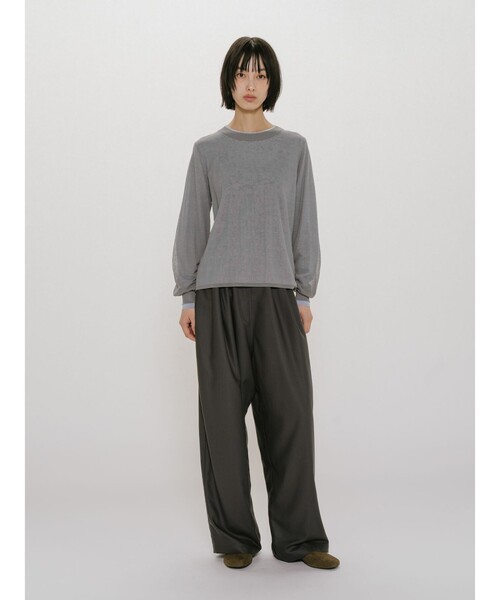MIDIUMISOLID(ミディウミソリッド)の「MIDIUMISOLID for Ladies シアーレイヤードクルーネックプルオーバー(Tシャツ/カットソー・レディース・ブラック/ベージュ/ライトグレー・FREE)」の11枚目の写真