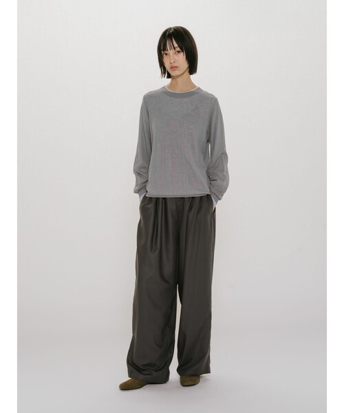MIDIUMISOLID(ミディウミソリッド)の「MIDIUMISOLID for Ladies シアーレイヤードクルーネックプルオーバー(Tシャツ/カットソー・レディース・ブラック/ベージュ/ライトグレー・FREE)」の12枚目の写真