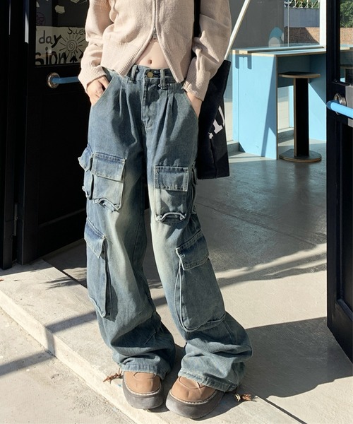 Kuroba(クロバ)の「デニムカーゴパンツ(デニムパンツ・レディース・ブルー・M/S/L)」の8枚目の写真