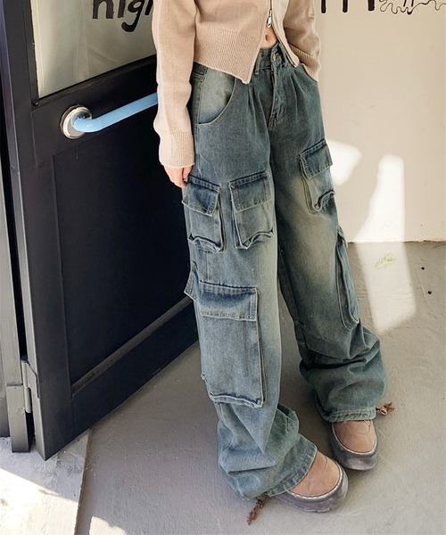 Kuroba(クロバ)の「デニムカーゴパンツ(デニムパンツ・レディース・ブルー・M/S/L)」の7枚目の写真