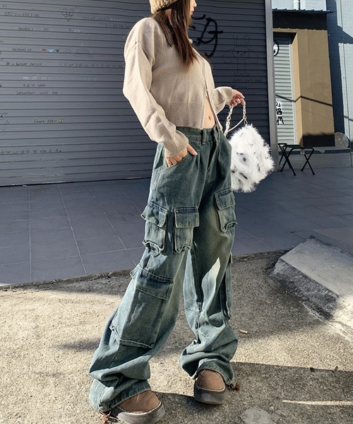 Kuroba(クロバ)の「デニムカーゴパンツ(デニムパンツ・レディース・ブルー・M/S/L)」の6枚目の写真