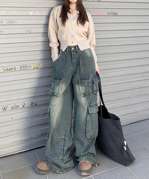 Kuroba(クロバ)の「デニムカーゴパンツ(デニムパンツ・レディース・ブルー・M/S/L)」の5枚目の写真