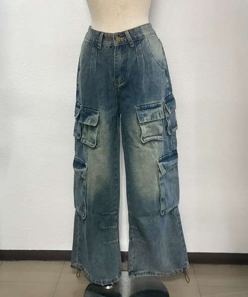 Kuroba(クロバ)の「デニムカーゴパンツ(デニムパンツ・レディース・ブルー・M/S/L)」の4枚目の写真