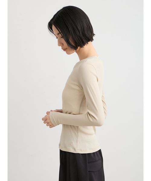 MIESROHE（ミースロエ）の「クルーネックカットプルオーバー（Tシャツ/カットソー・レディース・ブラック/ホワイト/ベージュ・F）」の10枚目の写真