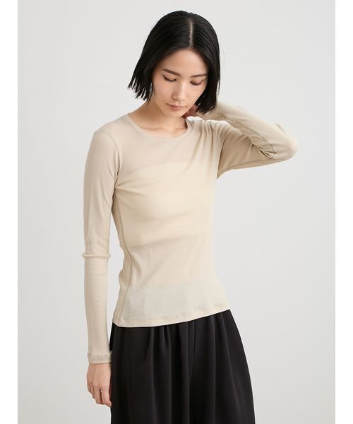 MIESROHE（ミースロエ）の「クルーネックカットプルオーバー（Tシャツ/カットソー・レディース・ブラック/ホワイト/ベージュ・F）」の14枚目の写真