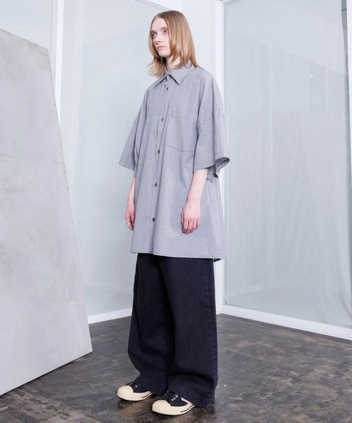 VOAAOV（ヴォアーブ）の「【VOAAOV】 XXXXL SHIRT Short Sleeve（シャツ/ブラウス・メンズ・ストライプ/チェック/サックスブルー/チャコールグレー・FREE）」の10枚目の写真