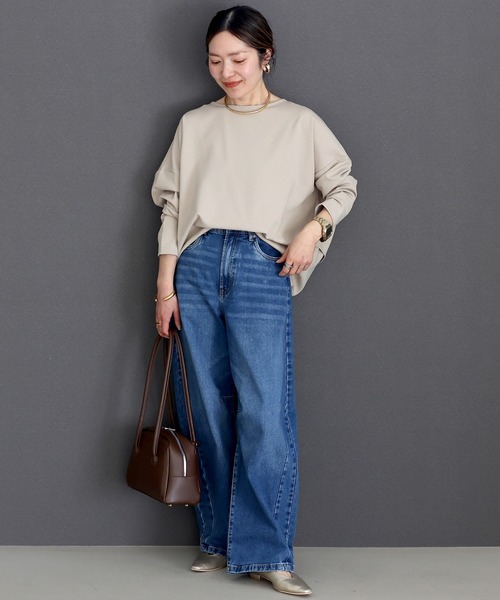 Aletta vita(アレッタビータ)の「ポンチバックフリルコクーンプルオーバー(Tシャツ/カットソー・レディース・グレイッシュベージュ/ブラック/ダークブラウン・M)」の22枚目の写真