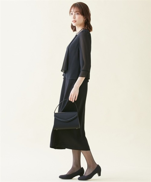 slattgir(スラットジール)の「高身長 【喪服・礼服】 洗えるノーカラージャケットアンサンブル(ジャケット+七分袖ロングワンピース)(防しわ) (トールサイズ)(スーツセット・レディース・ブラック・T5L/T3L/TLL/TL/TM)」の14枚目の写真