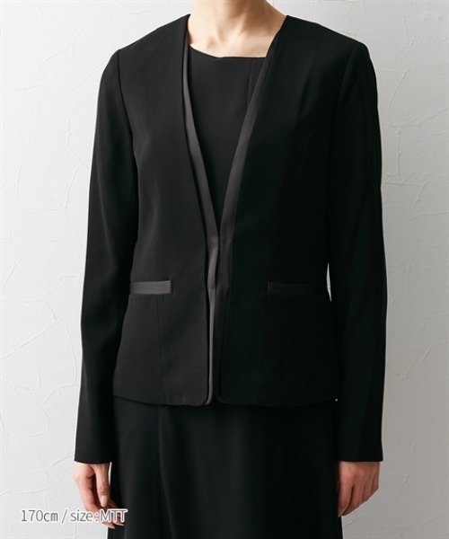 slattgir(スラットジール)の「高身長 【喪服・礼服】 洗えるノーカラージャケットアンサンブル(ジャケット+七分袖ロングワンピース)(防しわ) (トールサイズ)(スーツセット・レディース・ブラック・T5L/T3L/TLL/TL/TM)」の16枚目の写真