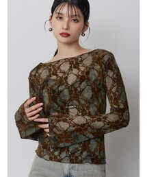 MURUA（ムルーア）の「【WEB限定】フロッキーフラワーシアートップス（Tシャツ/カットソー）」