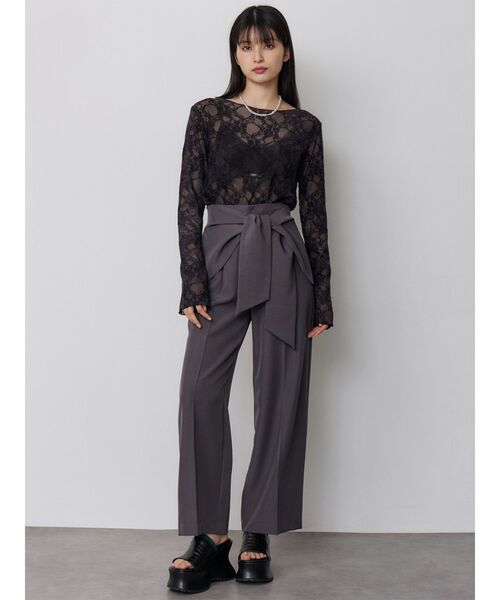 MURUA(ムルーア)の「【WEB限定】フロッキーフラワーシアートップス(Tシャツ/カットソー・レディース・ブラック/ブルー/グレー・FREE)」の14枚目の写真