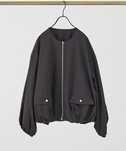 collex（コレックス）の「2WAYボリュームスリーブジップアップブルゾン（ブルゾン・レディース・チャコールグレー/ブラウン・フリー）」の2枚目の写真