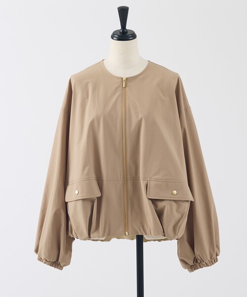 collex（コレックス）の「2WAYボリュームスリーブジップアップブルゾン（ブルゾン・レディース・チャコールグレー/ブラウン・フリー）」の5枚目の写真