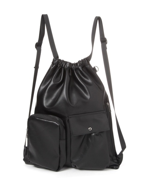 LAKOLE（ラコレ）の「ソフトフェイクレザーナップサック / 654121（バックパック/リュック・メンズ・ブラック/グレー・FREE）」の8枚目の写真