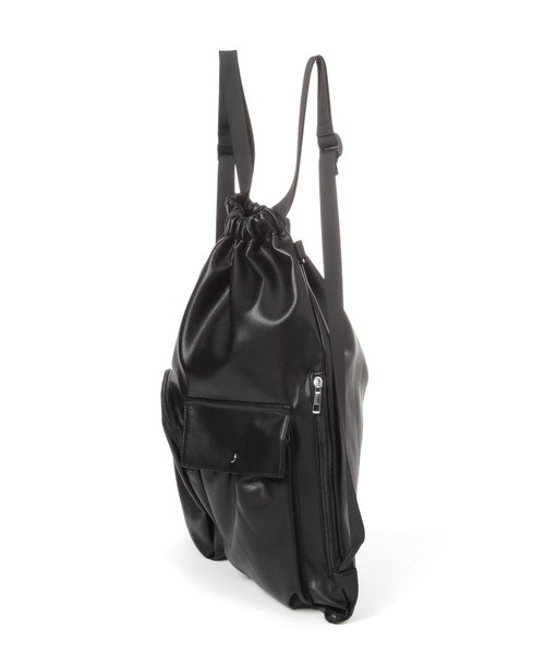 LAKOLE（ラコレ）の「ソフトフェイクレザーナップサック / 654121（バックパック/リュック・メンズ・ブラック/グレー・FREE）」の9枚目の写真