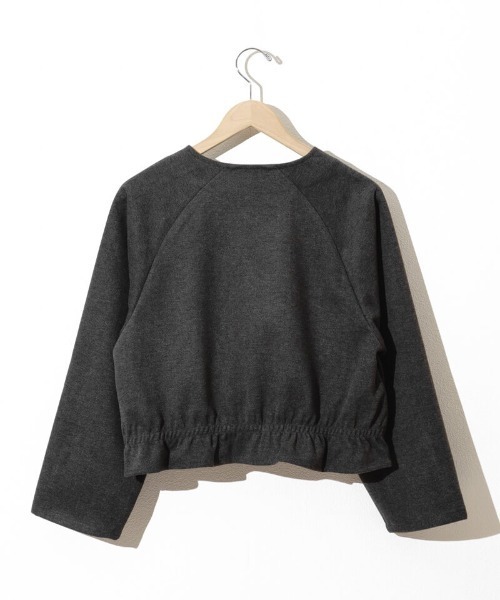 flower（フラワー）の「ダウニーウォームジャケット（ノーカラージャケット・レディース・ダークグレー/アイボリー・FREE）」の4枚目の写真