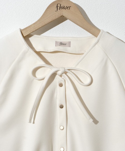 flower（フラワー）の「ダウニーウォームジャケット（ノーカラージャケット・レディース・ダークグレー/アイボリー・FREE）」の16枚目の写真