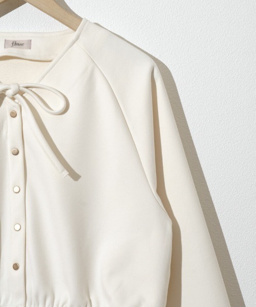 flower（フラワー）の「ダウニーウォームジャケット（ノーカラージャケット・レディース・ダークグレー/アイボリー・FREE）」の18枚目の写真