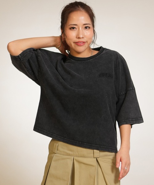 RVCA(ルーカ)の「RVCA/ルーカ 半袖 Tシャツ バックプリント ショート丈 BG043216(Tシャツ/カットソー・レディース・ライトピンク/スミクロ/ホワイト・S/L/M)」の10枚目の写真