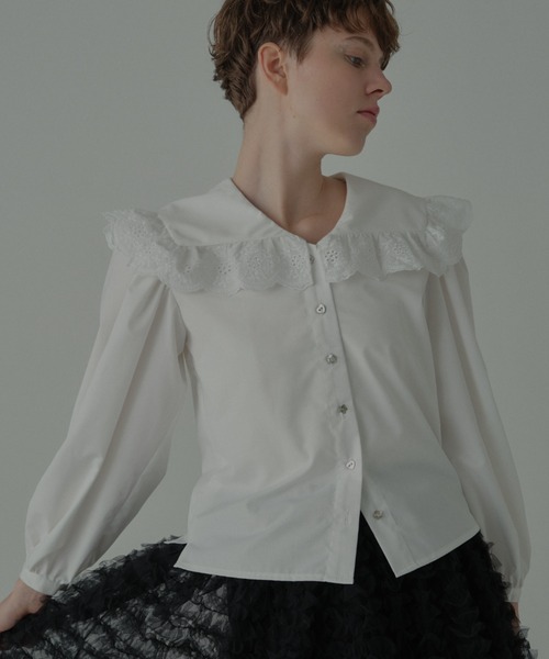 HONEY MI HONEY（ハニーミーハニー）の「lace frill sailor collar blouse（シャツ/ブラウス・レディース・ホワイト/グレー/ブラック・FREE）」の2枚目の写真