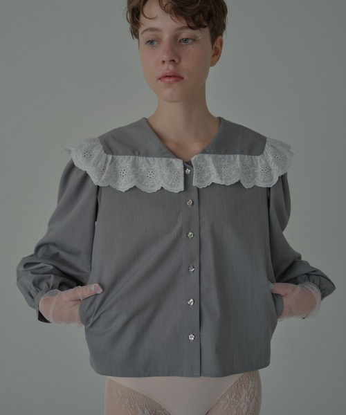 HONEY MI HONEY（ハニーミーハニー）の「lace frill sailor collar blouse（シャツ/ブラウス・レディース・ホワイト/グレー/ブラック・FREE）」の5枚目の写真