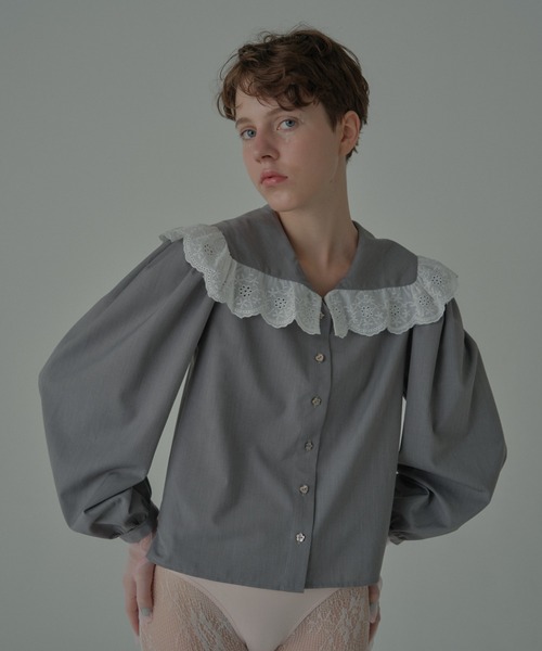 HONEY MI HONEY（ハニーミーハニー）の「lace frill sailor collar blouse（シャツ/ブラウス・レディース・ホワイト/グレー/ブラック・FREE）」の8枚目の写真