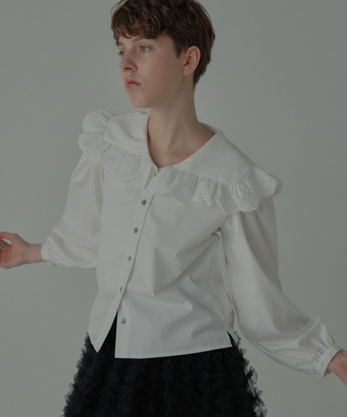 HONEY MI HONEY（ハニーミーハニー）の「lace frill sailor collar blouse（シャツ/ブラウス・レディース・ホワイト/グレー/ブラック・FREE）」の9枚目の写真