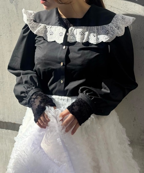 HONEY MI HONEY（ハニーミーハニー）の「lace frill sailor collar blouse（シャツ/ブラウス・レディース・ホワイト/グレー/ブラック・FREE）」の22枚目の写真
