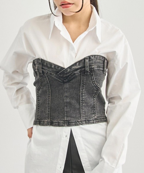 ANAP（アナップ）の「デニム ベア トップス（その他トップス・レディース・ブラック/ライトブルー/ブルー・FREE）」の2枚目の写真